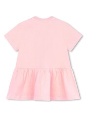 KENZO KIDS Baby Pink Flower Logo Print Short Sleeve Dress - Image 2 of 3