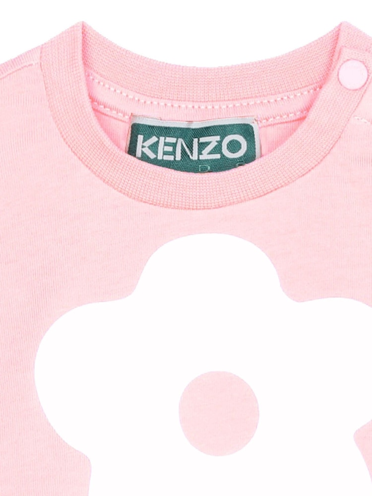 KENZO KIDS Baby Pink Flower Logo Print Short Sleeve Dress - Image 3 of 3