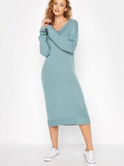 Long Tall Sally Blue Knitted Midi Dress - Image 1 of 4