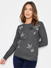 M&Co Grey Petite All-Over Star Jumper - Image 1 of 4