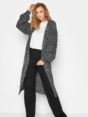 Long Tall Sally Black Mono Twist Hooded Cardigan - Image 1 of 4