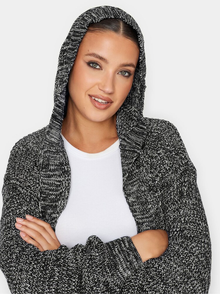 Long Tall Sally Black Mono Twist Hooded Cardigan - Image 4 of 4