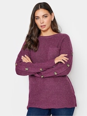 Long Tall Sally Purple Button Sleeve Jumper - Image 1 of 4