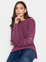Long Tall Sally Purple Button Sleeve Jumper - Image 4 of 4