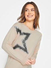 M&Co Pink Large Petite Blush Star Jumper - Image 1 of 4