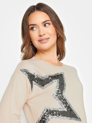 M&Co Pink Large Petite Blush Star Jumper - Image 3 of 4
