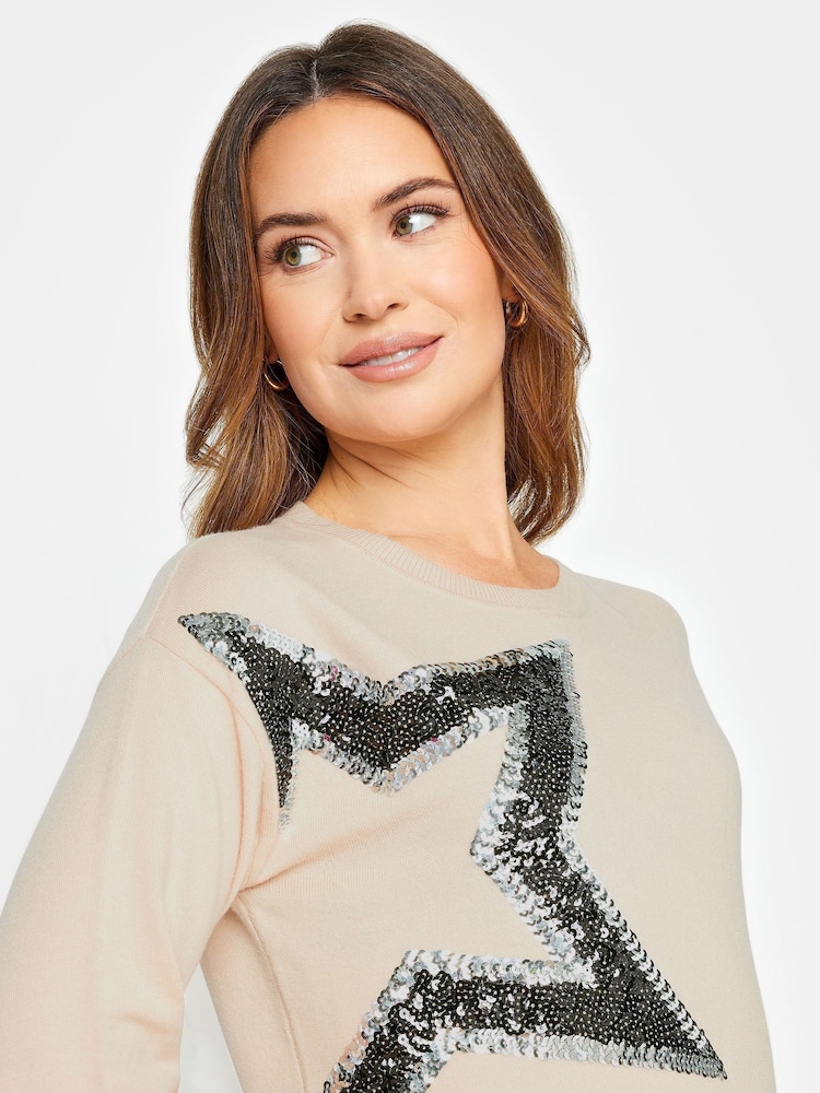 M&Co Pink Large Petite Blush Star Jumper - Image 3 of 4
