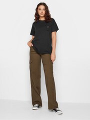 Long Tall Sally Black 100% Cotton Utility Pocket T-Shirt - Image 3 of 4