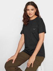 Long Tall Sally Black 100% Cotton Utility Pocket T-Shirt - Image 4 of 4