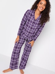 M&Co Purple Woven Check Pyjama Set - Image 1 of 5