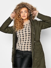 Long Tall Sally Green Faux Fur Trim Parka - Image 4 of 5