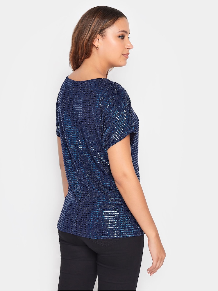 Long Tall Sally Blue Sequin T-Shirt - Image 2 of 4