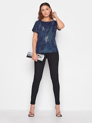 Long Tall Sally Blue Sequin T-Shirt - Image 4 of 4