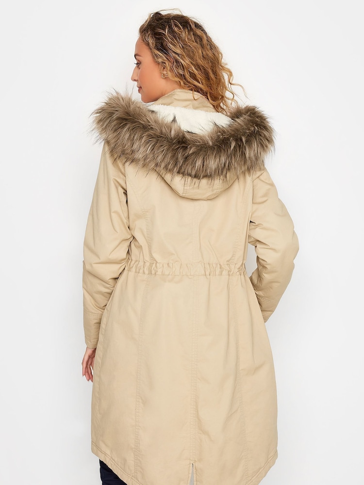 Long Tall Sally Natural Maternity Faux Fur Trim Parka - Image 2 of 5