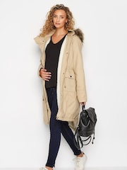 Long Tall Sally Natural Maternity Faux Fur Trim Parka - Image 4 of 5