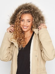 Long Tall Sally Natural Maternity Faux Fur Trim Parka - Image 5 of 5