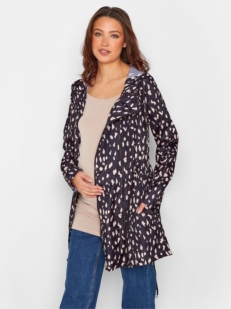 Long Tall Sally Black Maternity Animal Print Pocket Parka - Image 4 of 5