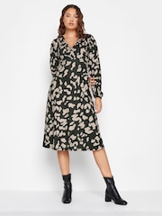 Long Tall Sally Black & Natural Marking Print Midi Dress - Image 1 of 4