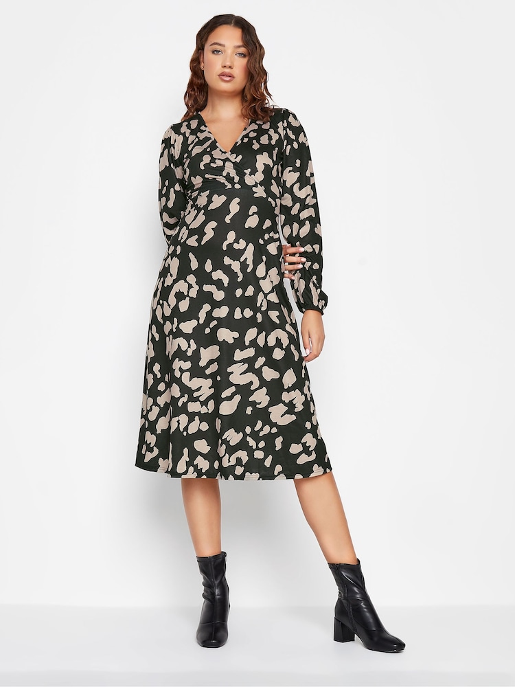 Long Tall Sally Black & Natural Marking Print Midi Dress - Image 1 of 4