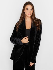 Long Tall Sally Black Velvet Belted Blazer - Image 1 of 4