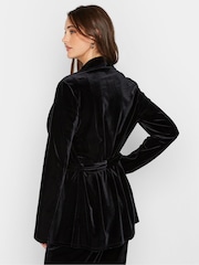 Long Tall Sally Black Velvet Belted Blazer - Image 2 of 4