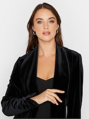 Long Tall Sally Black Velvet Belted Blazer - Image 4 of 4