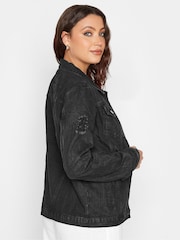 Long Tall Sally Black Distressed Denim Jacket - Image 3 of 4