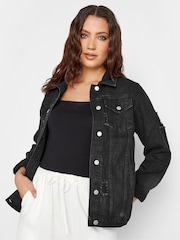 Long Tall Sally Black Distressed Denim Jacket - Image 4 of 4