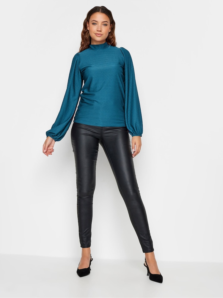 Long Tall Sally Green High Neck Textured Top - Image 2 of 4