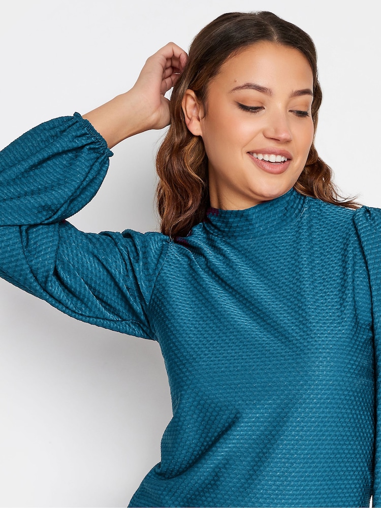 Long Tall Sally Green High Neck Textured Top - Image 4 of 4