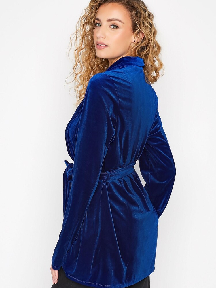 Long Tall Sally Blue Velvet Belted Blazer - Image 2 of 4