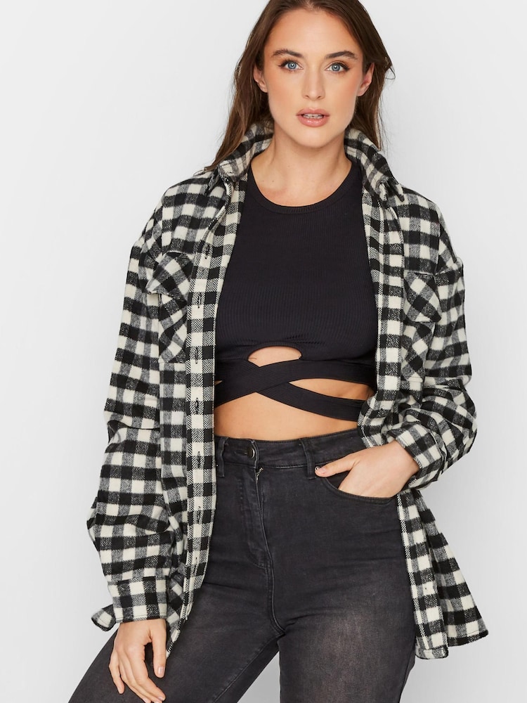 Long Tall Sally Black Checked Shacket - Image 1 of 4