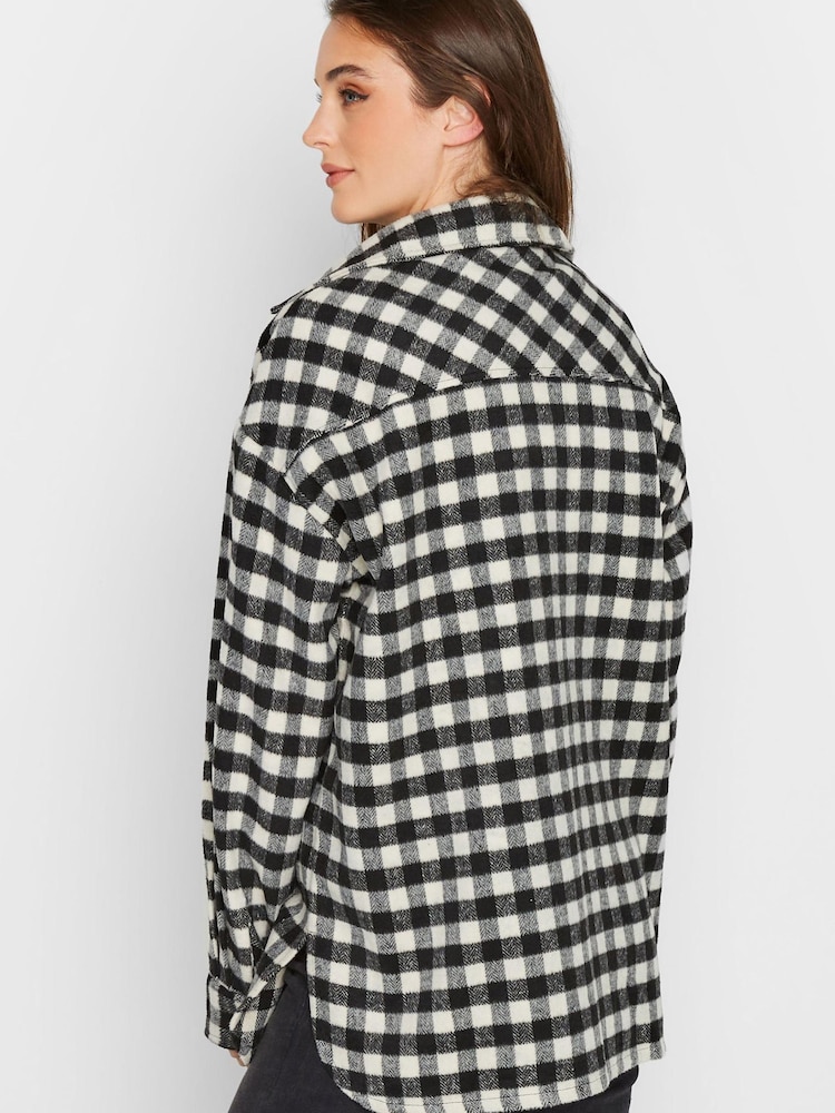 Long Tall Sally Black Checked Shacket - Image 2 of 4 Long Tall Sally Black Checked Shacket - Image 2 of 4