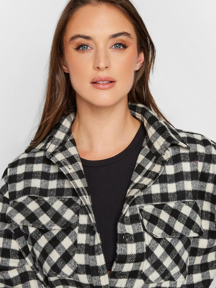 Long Tall Sally Black Checked Shacket - Image 4 of 4