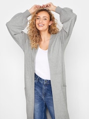 Long Tall Sally Grey Fine Knit Balloon Sleeve Cardigan - Image 1 of 4