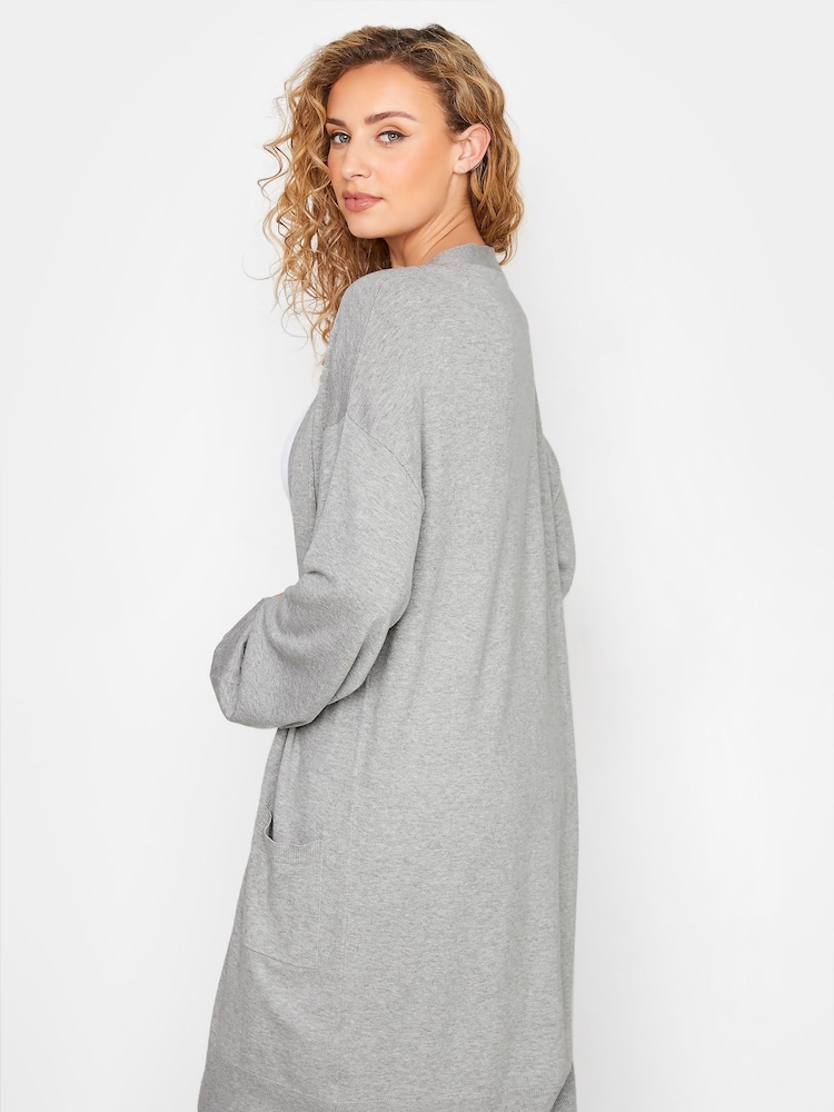 Long Tall Sally Grey Fine Knit Balloon Sleeve Cardigan - Image 2 of 4