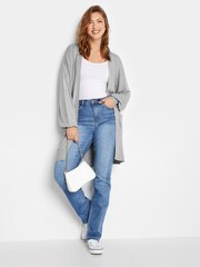 Long Tall Sally Grey Fine Knit Balloon Sleeve Cardigan - Image 3 of 4