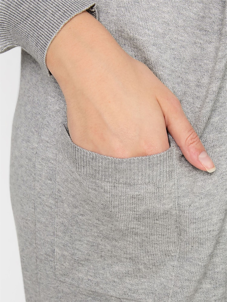 Long Tall Sally Grey Fine Knit Balloon Sleeve Cardigan - Image 4 of 4