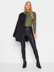 Long Tall Sally Green Wide Ribbed T-Shirt - Image 3 of 4