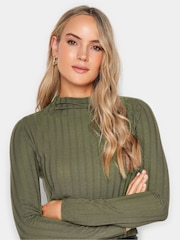 Long Tall Sally Green Wide Ribbed T-Shirt - Image 4 of 4