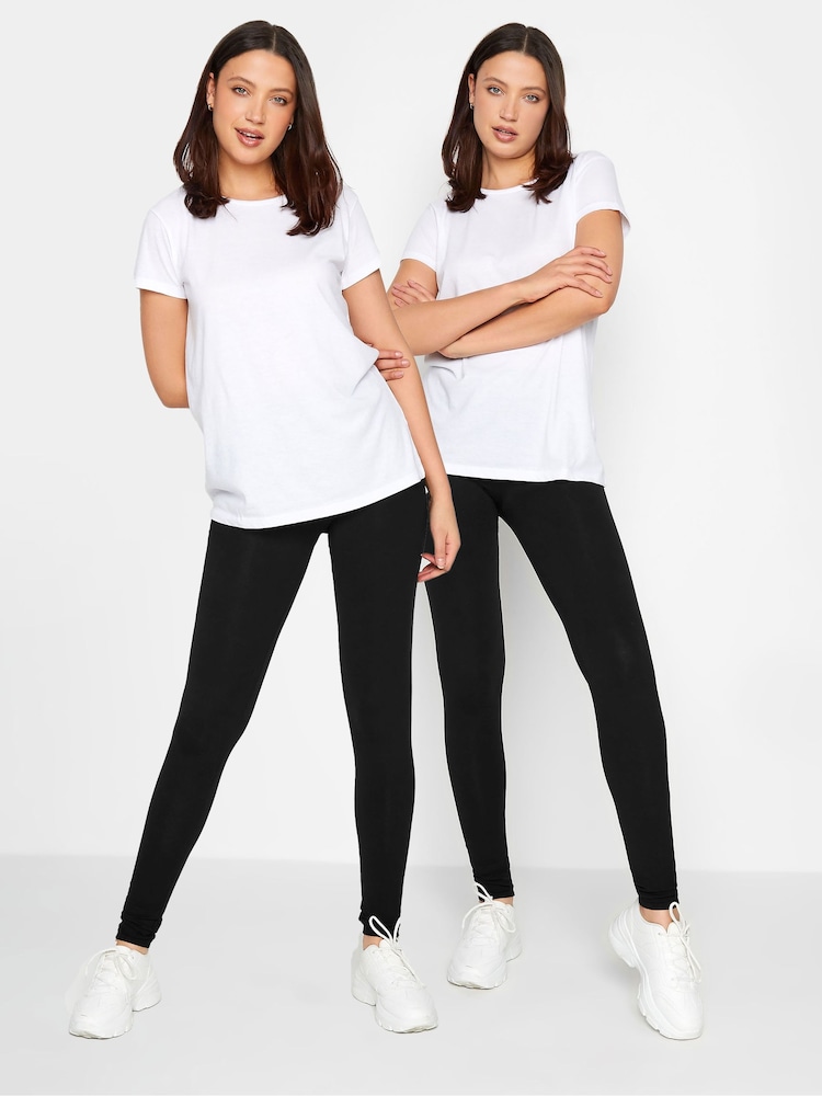 Long Tall Sally Black Stretch Cotton Leggings 2 Pack - Image 1 of 4