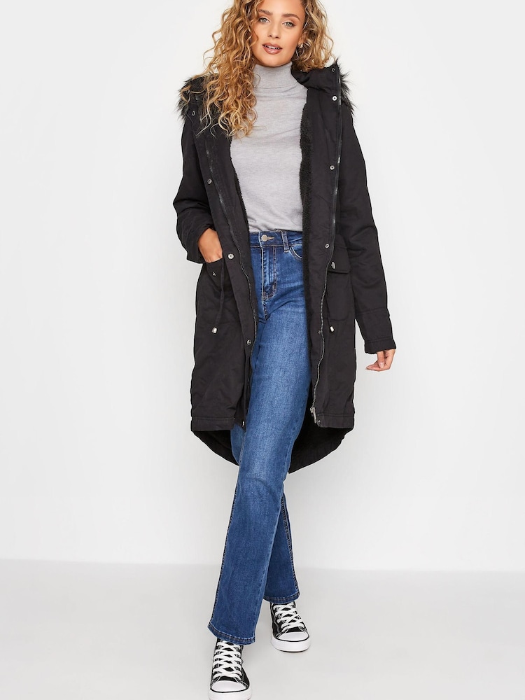 Long Tall Sally Black Faux Fur Trim Parka - Image 2 of 11
