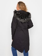 Long Tall Sally Black Faux Fur Trim Parka - Image 5 of 11