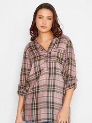 Long Tall Sally Pink Boyfriend Check 100% Cotton Shirt - Image 1 of 4