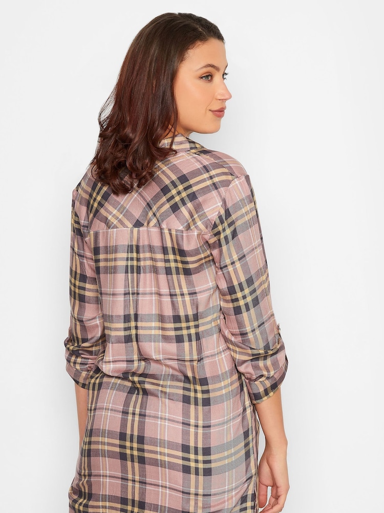 Long Tall Sally Pink Boyfriend Check 100% Cotton Shirt - Image 2 of 4