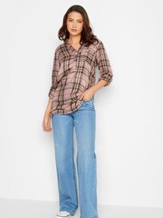 Long Tall Sally Pink Boyfriend Check 100% Cotton Shirt - Image 3 of 4