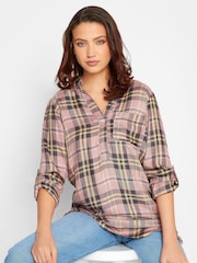 Long Tall Sally Pink Boyfriend Check 100% Cotton Shirt - Image 4 of 4