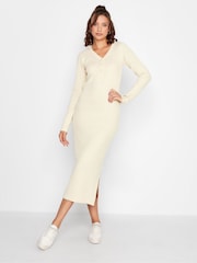 Long Tall Sally Natural Ribbed Long Sleeve Midaxi Dress - Image 1 of 4