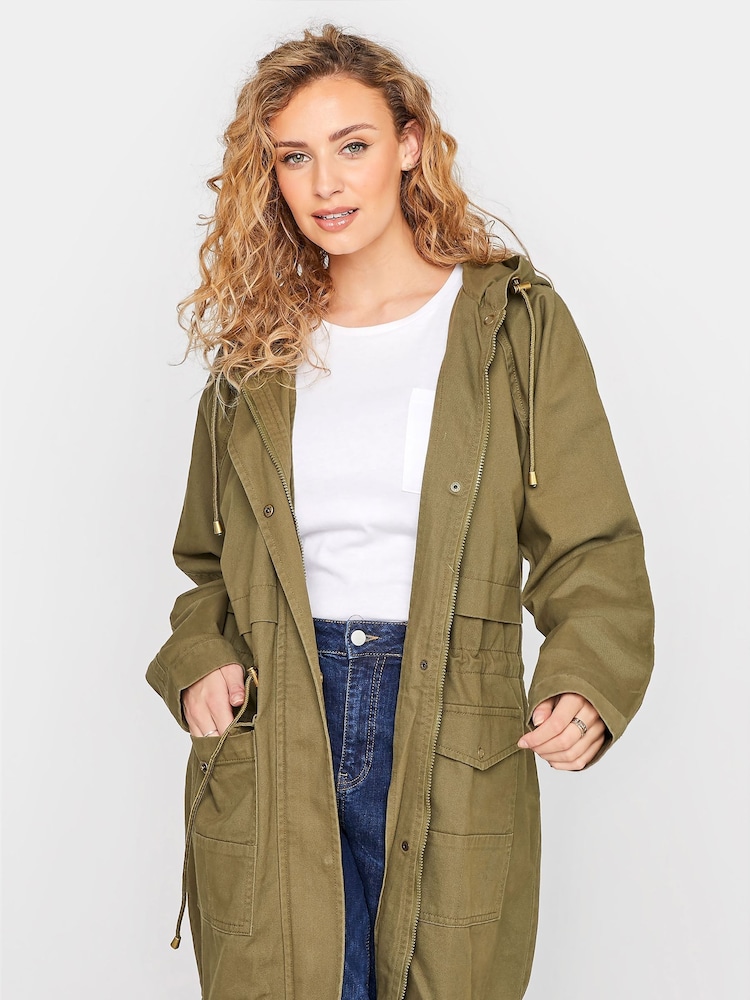 Long Tall Sally Green Washed Twill Parka - Image 1 of 5