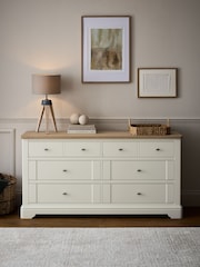 Chalk White Hampton Painted Oak Collection 6 Drawer Wide Chest Of Drawers - Image 2 of 7